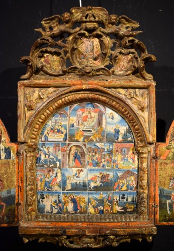 Triptyque grec de la fin du XVe - début du XVIe siècle - Art sacré, objets religieux Style 